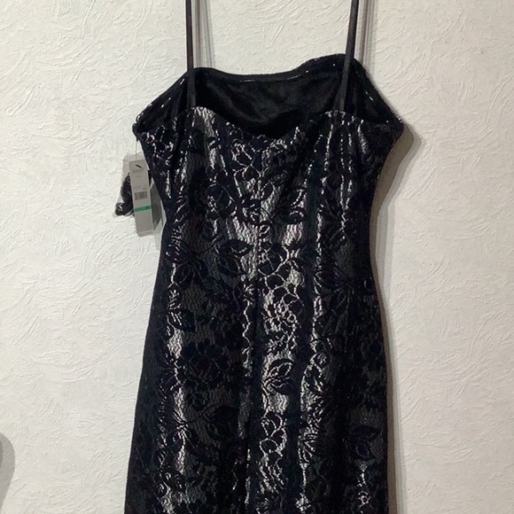 Laundry by Shelli Segal NEW - Sz 8 - strapless two layer lace Black/Silver Dress - Picture 11 of 11